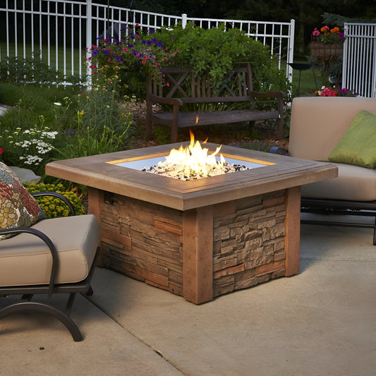 The Outdoor GreatRoom Outdoor GreatRoom: Sierra Square Gas Fire Pit Table - SIERRA-2424-M-K