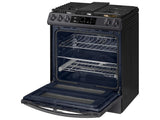 SAMSUNG 6.3 cu ft. Smart Slide-in Gas Range with Flex Duo™, Smart Dial & Air Fry in Black Stainless Steel - NY63T8751SG-KT