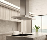Elica - MAGGIORE - Techne - 36" W x 27" D x 2 3/8" H, 600 CFM, Stainless & Black Glass - Island Hoods - EMG636S1