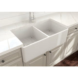 Bocchi Contempo Apron Front Step Rim Fireclay 36" Double Bowl Kitchen Sink with Cutting Board. Available in 9 Colors! - 1348-001-0120