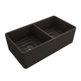 Bocchi Classico Farmhouse Apron Front Fireclay 33" Double Bowl Kitchen Sink. Available in 9 Colors! - 1139-001-0120