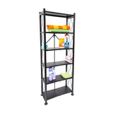 Origami 6 Tier Classic Steel Bookcase Organizer Storage Rack, Black (2 Pack) - 125949