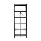 Origami 6 Tier Classic Steel Bookcase Organizer Storage Rack, Black (2 Pack) - 125949