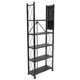 Origami 6 Tier Classic Steel Bookcase Organizer Storage Rack, Black (2 Pack) - 125949
