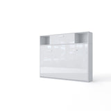 Maxima House Invento Horizontal Wall Bed, European Full XL Size with a cabinet on top - IN140H-13W