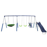 XDP Recreation Crestview Outdoor Swing Set w/ Slide, Glider, 3 Swings, & See Saw - 102127
