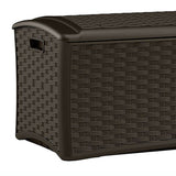 Suncast 72 Gallon Resin Wicker Outdoor Patio Storage Deck Box, Brown (6 Pack) - 126415