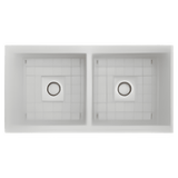 Bocchi 34" Undermount Double Bowl Composite Workstation Kitchen Sink with Covers in Milk White - 1618-507-0126HP