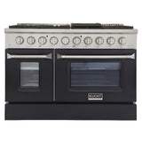 Kucht 48" Pro-Style Natural Gas Dual Fuel Range with 4 Burners in Black - KDF482-K
