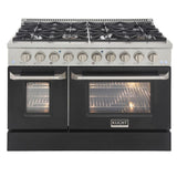 Kucht 48" Pro-Style Propane Gas Dual Fuel Range with 4 Burners in Black -  KDF482/LP-K