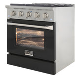 Kucht 30" Pro-Style Natural Gas Dual Fuel Range with 4 Burners in Black - KDF302-K