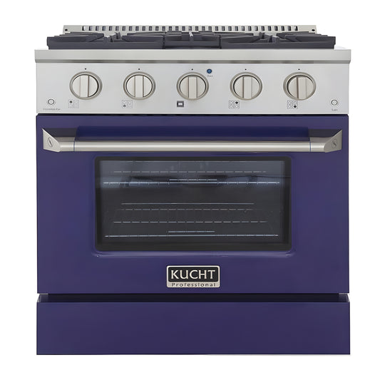 Kucht 30" Pro-Style Natural Gas Dual Fuel Range with 4 Burners in Blue - KDF302-B