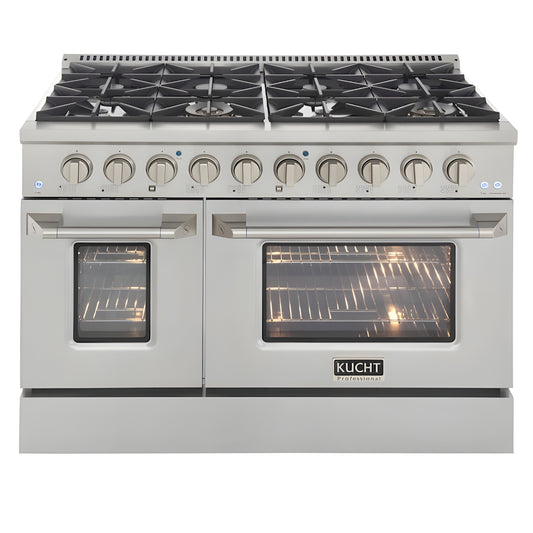 Kucht 48" Pro-Style Natural Gas Dual Fuel Range with 4 Burners in Stainless Steel - KDF482-S