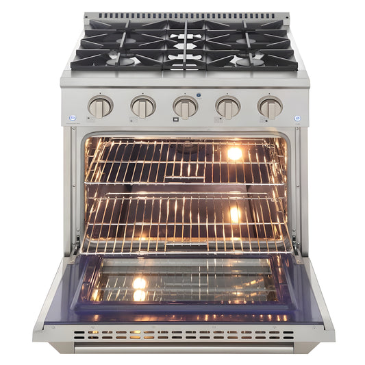 Kucht Professional 30 in. 4.2 cu ft. Propane Gas Range with Silver Knobs - KNG301/LP-S