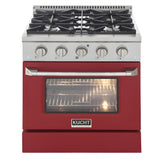 Kucht Professional 30 in. 4.2 cu ft. Natural Gas Range with Red Door and Silver Knobs - KNG301-R