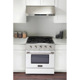 Kucht Professional 30 in. 4.2 cu ft. Propane Gas Range with White Door and Silver Knobs, KNG301/LP-W