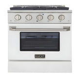 Kucht 30" Pro-Style Natural Gas Dual Fuel Range with 4 Burners in White - KDF302-W