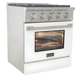 Kucht 30" Pro-Style Natural Gas Dual Fuel Range with 4 Burners in White - KDF302-W