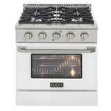 Kucht 30" Pro-Style Natural Gas Dual Fuel Range in White with Rose Gold Accents -  KDF302-W-ROSE