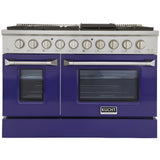 Kucht Professional 48 in. 6.7 cu ft. Natural Gas Range with Blue Door and Silver Knobs - KNG481-B