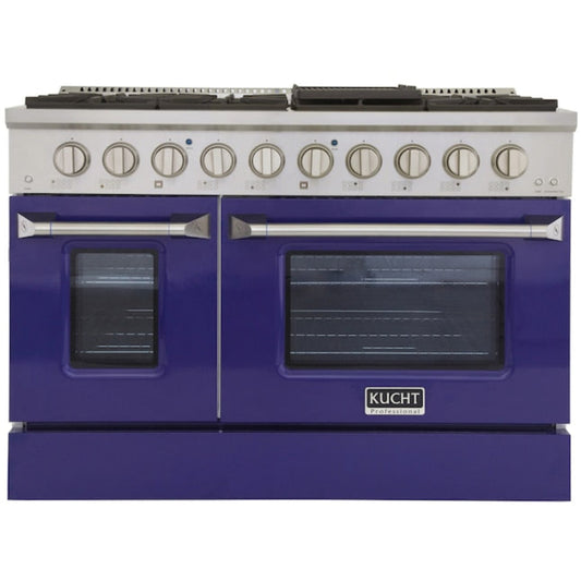 Kucht 48" Pro-Style Propane Gas Dual Fuel Range with 4 Burners in Blue -  KDF482/LP-B
