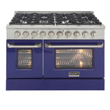 Kucht 48" Pro-Style Propane Gas Dual Fuel Range with 4 Burners in Blue -  KDF482/LP-B