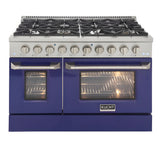 Kucht Professional 48 in. 6.7 cu ft. Propane Gas Range with Blue Door and Silver Knobs - KNG481/LP-B