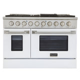 Kucht Professional 48 in. 6.7 cu ft. Natural Gas Range with White Door and Silver Knobs - KNG481-W