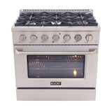 Kucht 36" Pro-Style Propane Gas Dual Fuel Range in White with Gold Accents - KDF362/LP-W-GOLD