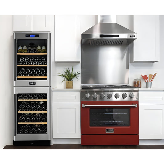 Kucht 36" Pro-Style Propane Gas Dual Fuel Range with 4 Burners in Red - KDF362/LP-R
