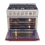 Kucht 36" Pro-Style Propane Gas Dual Fuel Range with 4 Burners in Red - KDF362/LP-R