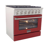 Kucht 36" Pro-Style Propane Gas Dual Fuel Range with 4 Burners in Red - KDF362/LP-R