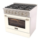 Kucht 36" Pro-Style Natural Gas Dual Fuel Range with 4 Burners in White - KDF362-W