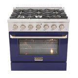 Kucht 36" Pro-Style Natural Gas Dual Fuel Range with 4 Burners in Blue - KDF362-B