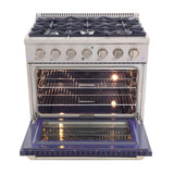 Kucht 36" Pro-Style Natural Gas Dual Fuel Range with 4 Burners in Blue - KDF362-B