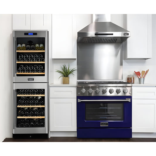 Kucht 36" Pro-Style Natural Gas Dual Fuel Range with 4 Burners in Blue - KDF362-B