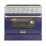 Kucht 36" Pro-Style Natural Gas Dual Fuel Range with 4 Burners in Blue - KDF362-B