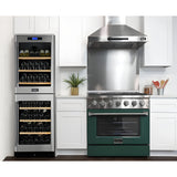 Kucht Professional 36 in. 5.2 cu ft. Propane Gas Range with Green Door and Silver Knobs - KNG361/LP-G