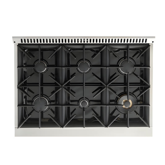 Kucht 36" Pro-Style Propane Gas Dual Fuel Range with 4 Burners in Black - KDF362/LP-K