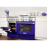 Kucht Professional 48 in. 6.7 cu ft. Natural Gas Range with Blue Door and Silver Knobs - KNG481-B