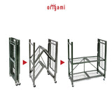 Origami R3 Foldable 3-Tiered Shelf Storage Rack & Wheels, Pewter (6 Pack) - 253009