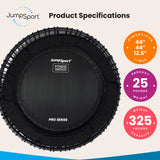 JumpSport 570 PRO Indoor Durable Lightweight 44-Inch Fitness Trampoline, Black - 168420