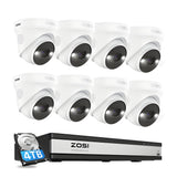 Zosi C225 4K 16 Channel 8-Cam PoE NVR System + 4TB Hard Drive - C225 4K 16