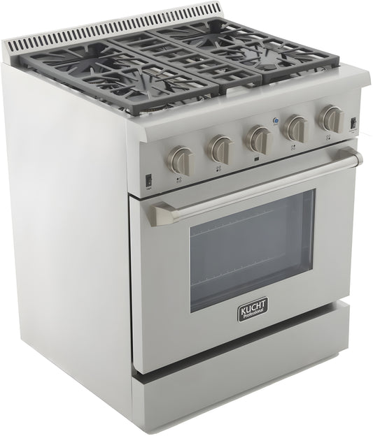 Kucht Professional 30 in. 4.2 cu ft. Natural Gas Range with Silver Knobs - KRG3080U-S