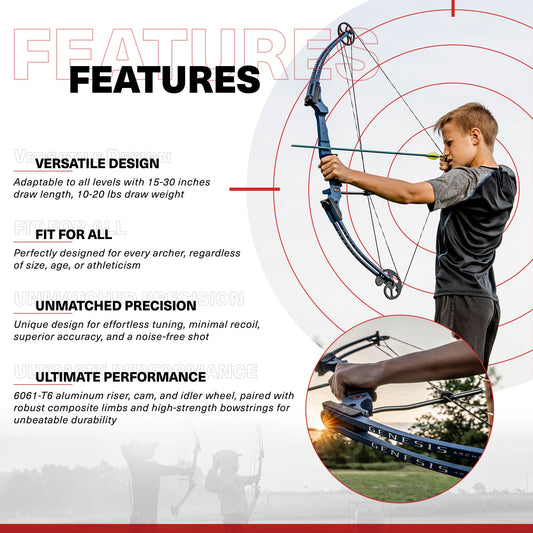Genesis Archery Compound Bow Adjustable Sizing for Right Handed, Blue (2 Pack) - 323634