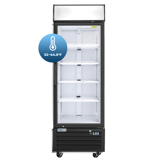 Frigos FG-MR-1D-G 27" Glass Door Merchandiser, Black, LED, Aluminum Interior
