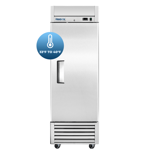 Frigos Commercial Reach in Freezer 27" Width Solid 1 Door 21 Cu Ft Frigos FG-FZ-1D with Aluminum Interior with 304 Stainless Steel Floor -  FG-FZ-1D