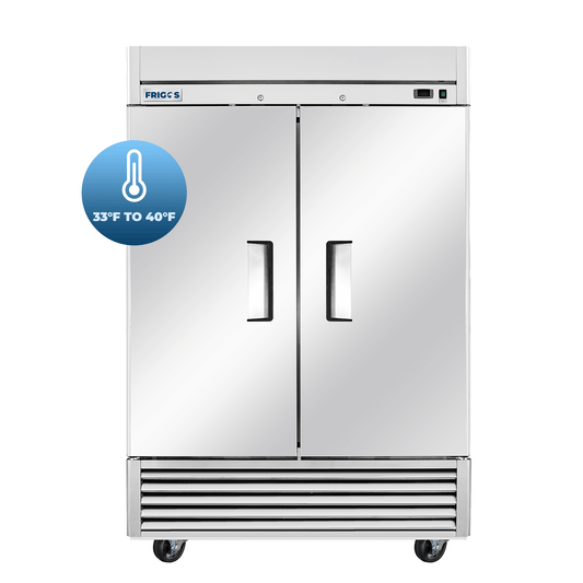 Frigos 54" Commercial Refrigerator, 2 Doors, 47 Cu Ft, Stainless Steel Floor