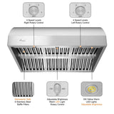 Awoco 42” Outdoor BBQ Vent Hood, 2000 CFM, Dual Blowers, LED Lights - AWC-RH-WM-BBQ42
