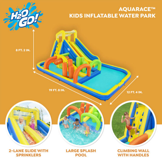 19 Foot Tall AquaRace Kids Inflatable Water Park w/ Dual Slides - 300754